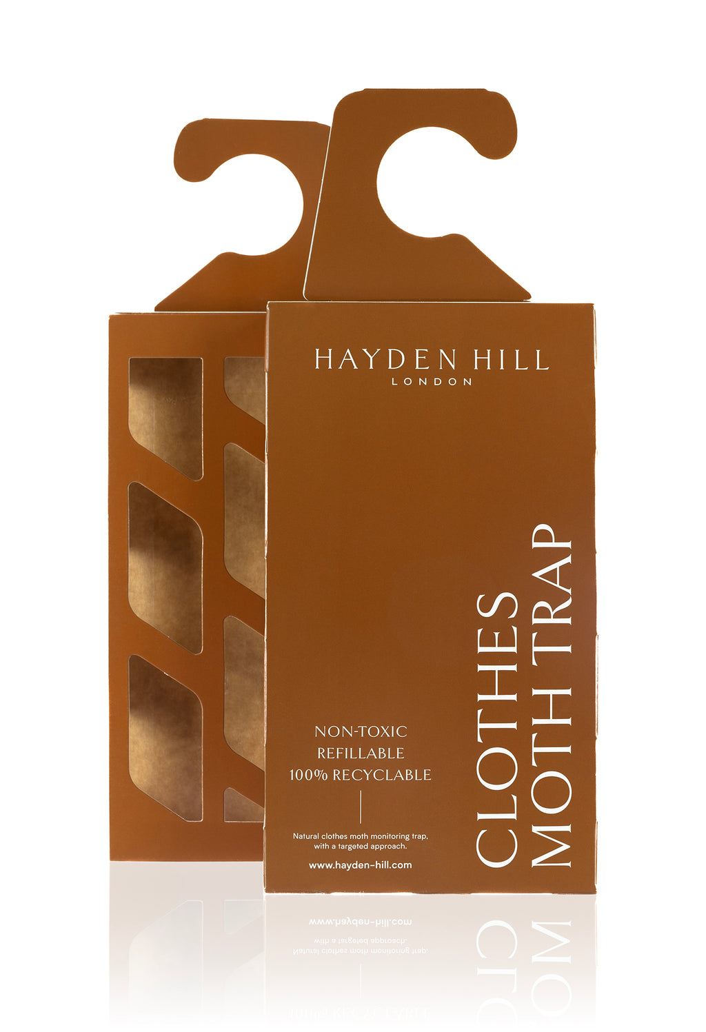 a front view of the Hayden Hill Clothes Moth Trap with hanger attached