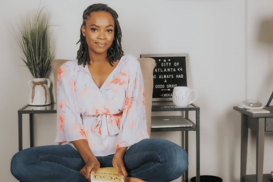 Kenika at her laptop ready for business!