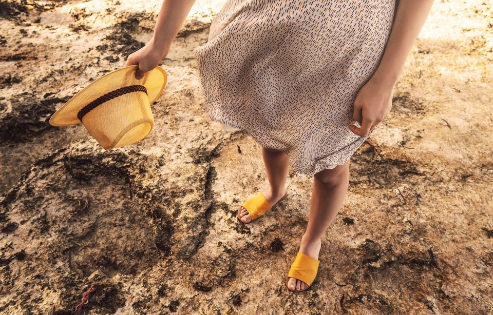 a close up of a patterned flowing short skirt