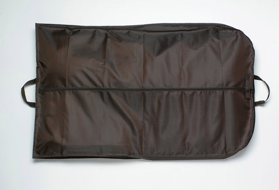 a travel garment bag unfolded
