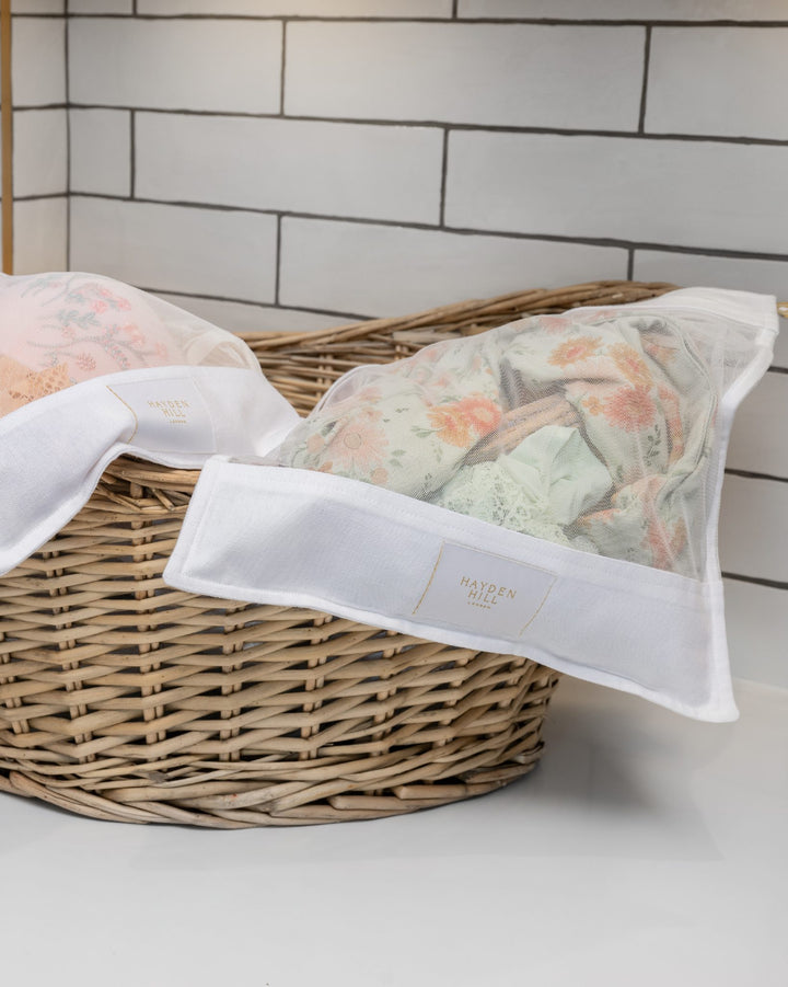 Organic Cotton Wash Bags For Delicates Set of 2 in White