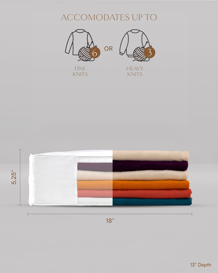 the dimensions in inches for the extra large storage bag which are 5.25 inches high, 18 inches long and 13 inches deep