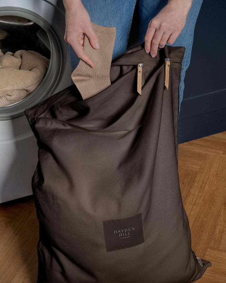 Organic Cotton Travel Laundry Bags Set of 2 in Charcoal Grey