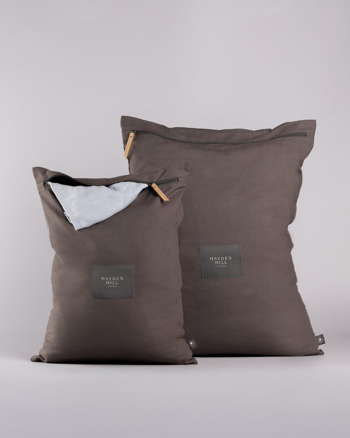Organic Cotton Travel Laundry Bags Set of 2 in Charcoal Grey