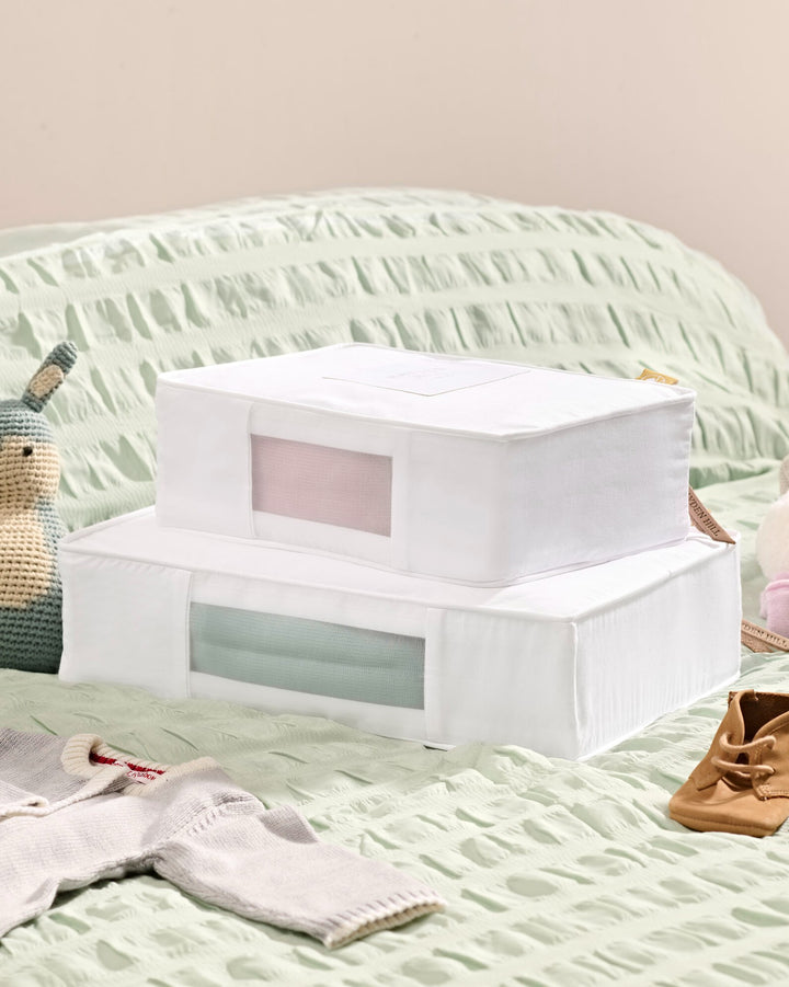 Small & Extra Small Organic Cotton Storage Bag Set in White