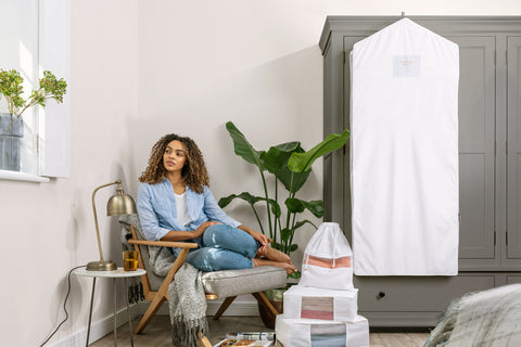 All Hayden Hill’s storage bags are made of high quality organic cotton with see-through organza panels in order to see what is stored inside.
