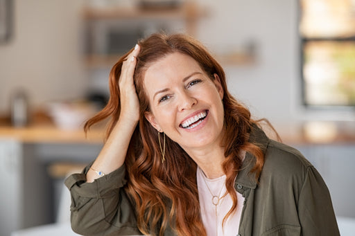 a naturally beautiful woman looking relaxed and happy