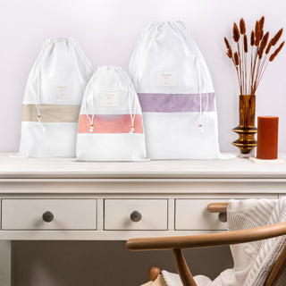 3 Mixed Organic Cotton Dust Bags (Sml,Med,Lge)