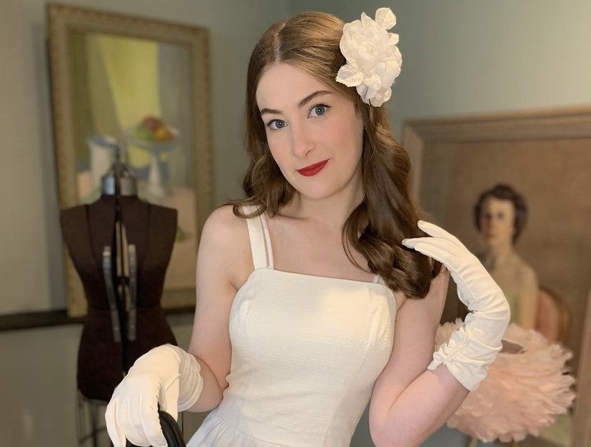 Gabi looking so chic in her aunt Lawnie’s 1960’s junior prom dress