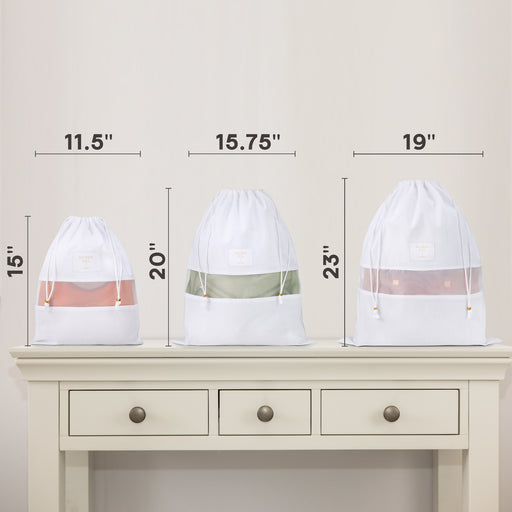 3 Mixed Organic Cotton Dust Bags (Sml,Med,Lge)