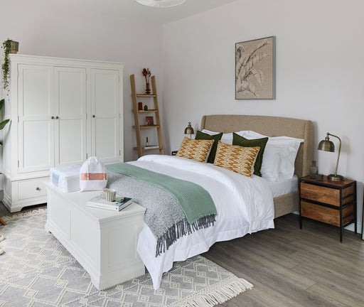 Beautiful bedroom with Hayden Hill Dust Bags and Storage bags
