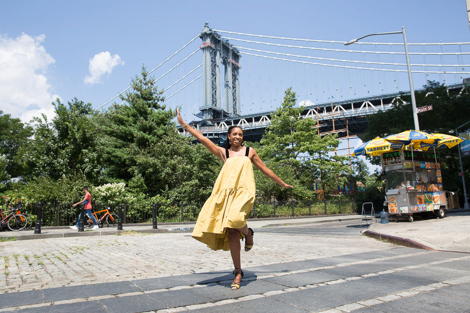 Pia dancing in the street