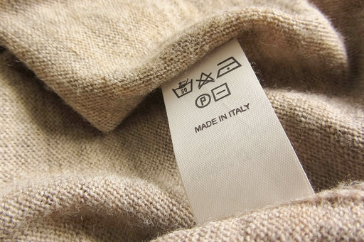 a close up of a woolen garment that has to be ironed on a low temperature