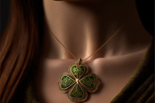 a four leaf clover enameled pendant