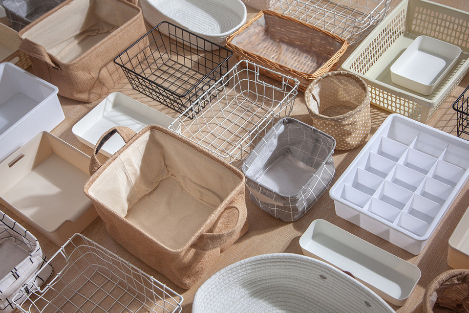 a selection of Marie Kondo storage solutions