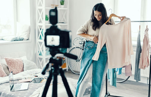 a stylist filming her fashion tips for her social media