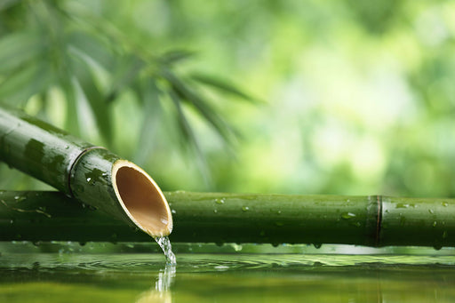 a water fountain made from bamboo
