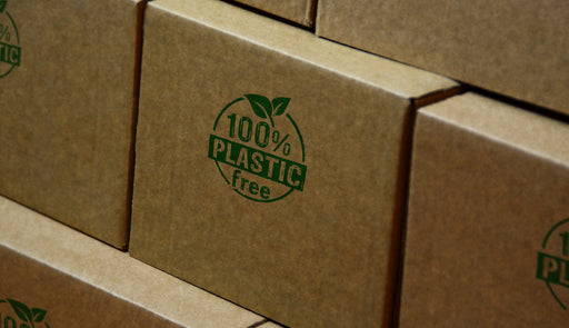 cardboard packing boxes branded 100% plastic free