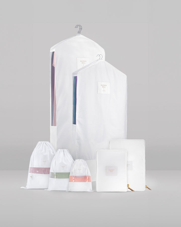 a bundle including the Long and Short Hanging Bag, one mixed size dust bags and the large and extra large storage bags