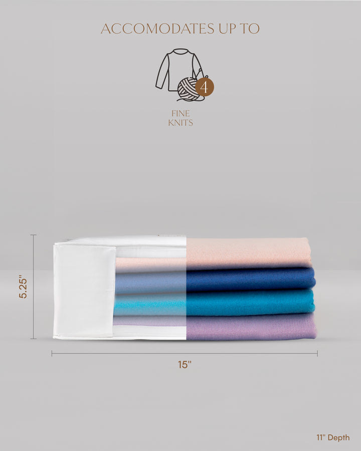 the dimensions in inches of a large clothes storage bag which are 5.25 inches high, 15 inches long and 11 inches deep