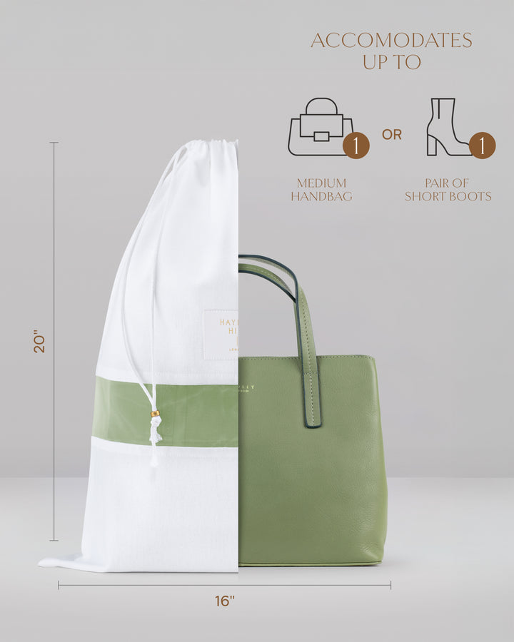 the dimensions in inches for the medium sized dust bag which are 20 inches long and 16 inches wide