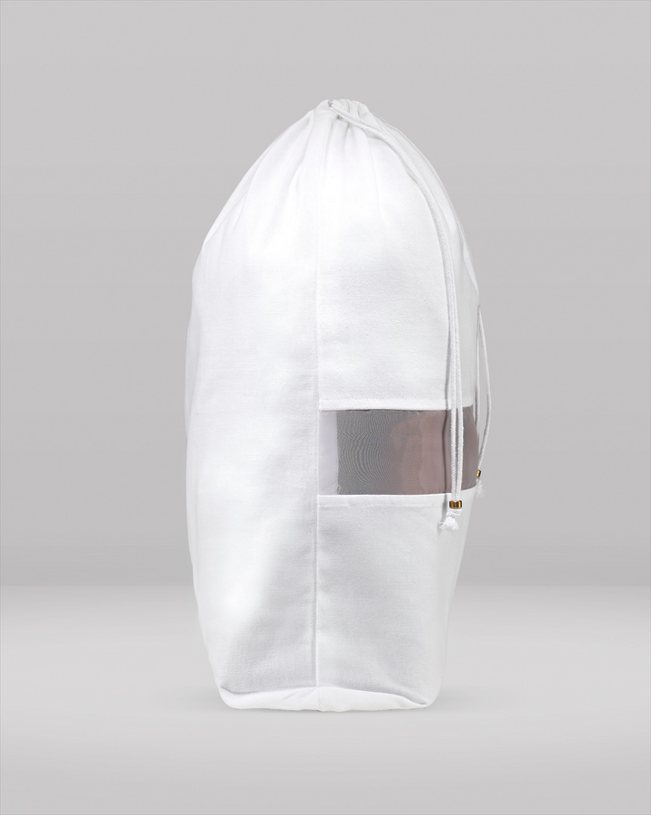 a side profile of a large dust bag
