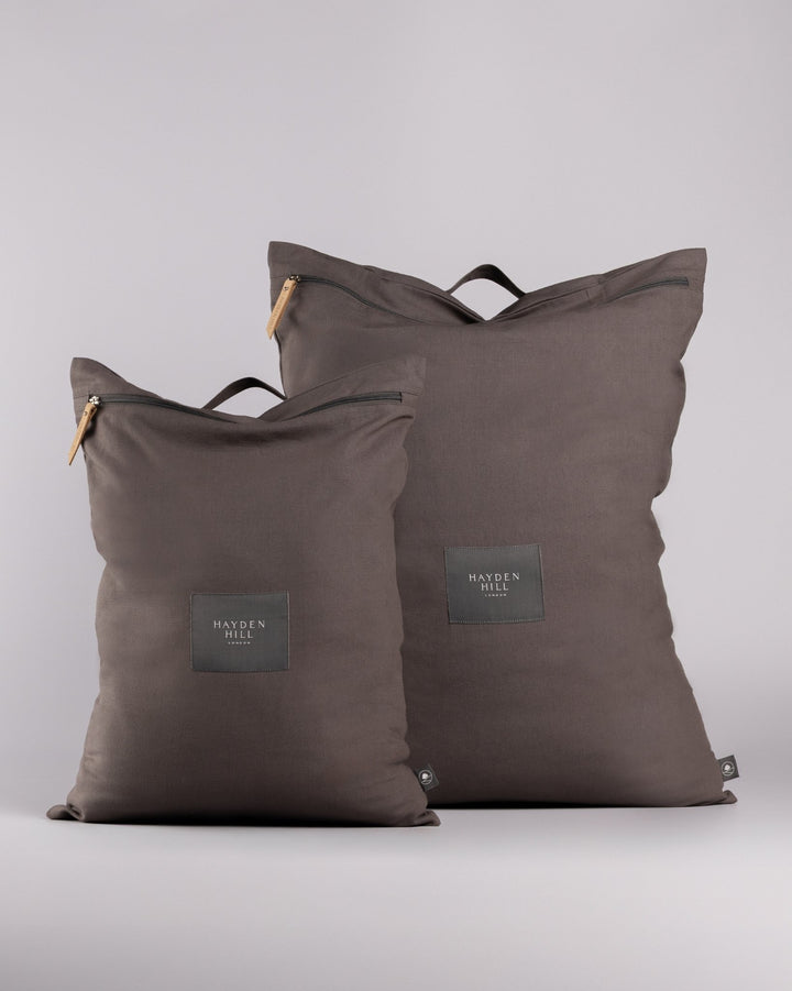 Organic Cotton Travel Laundry Bags Set of 2 in Charcoal Grey