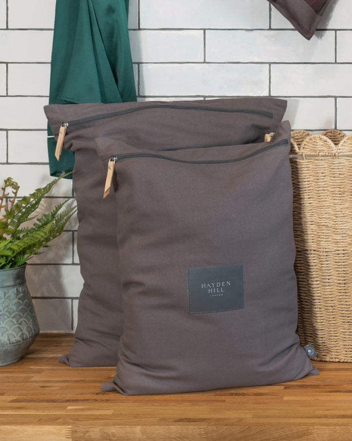Organic Cotton Travel Laundry Bags Set of 2 in Charcoal Grey