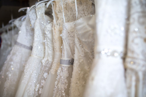 selection of beautiful sparkly wedding dresses