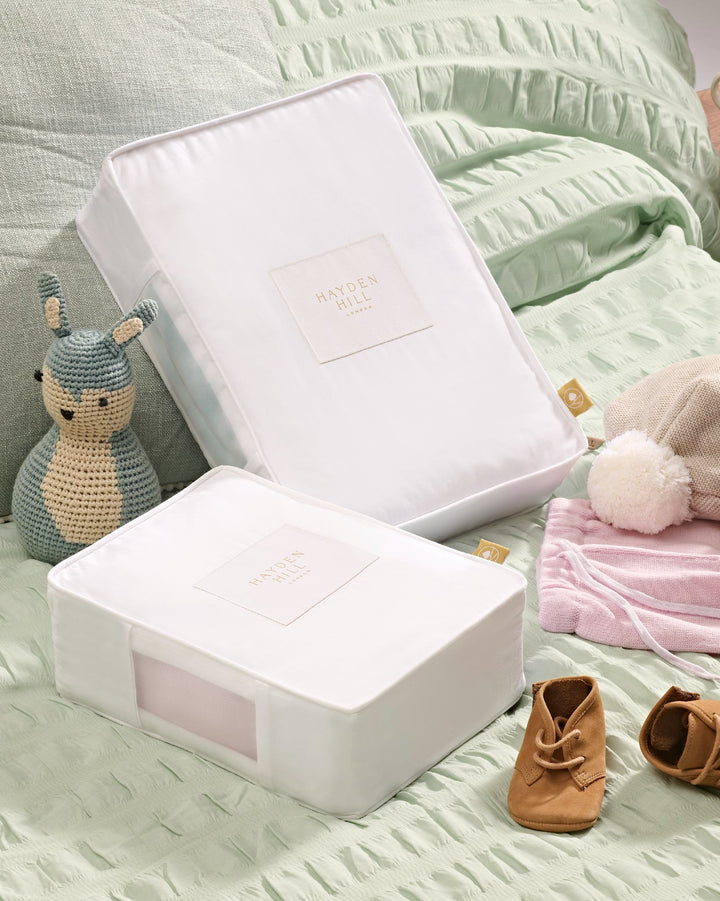 Small & Extra Small Organic Cotton Storage Bag Set in White